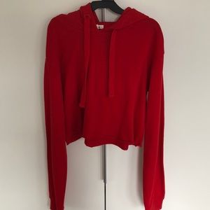 RED CROP TOP HOODIE